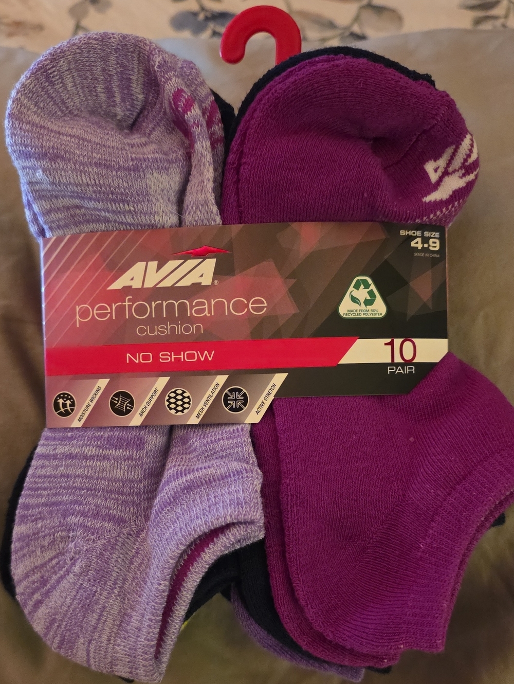 AVIA 10 Pair No-Show Performance Cushion Socks - Mix Colors